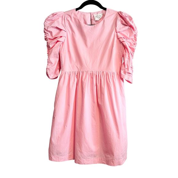 Tuckernuck Hyacinth House Ruched Puff Sleeve Barbie Pink Mini Dress Size XS - Picture 1 of 15